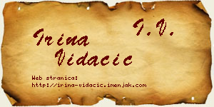 Irina Vidačić vizit kartica